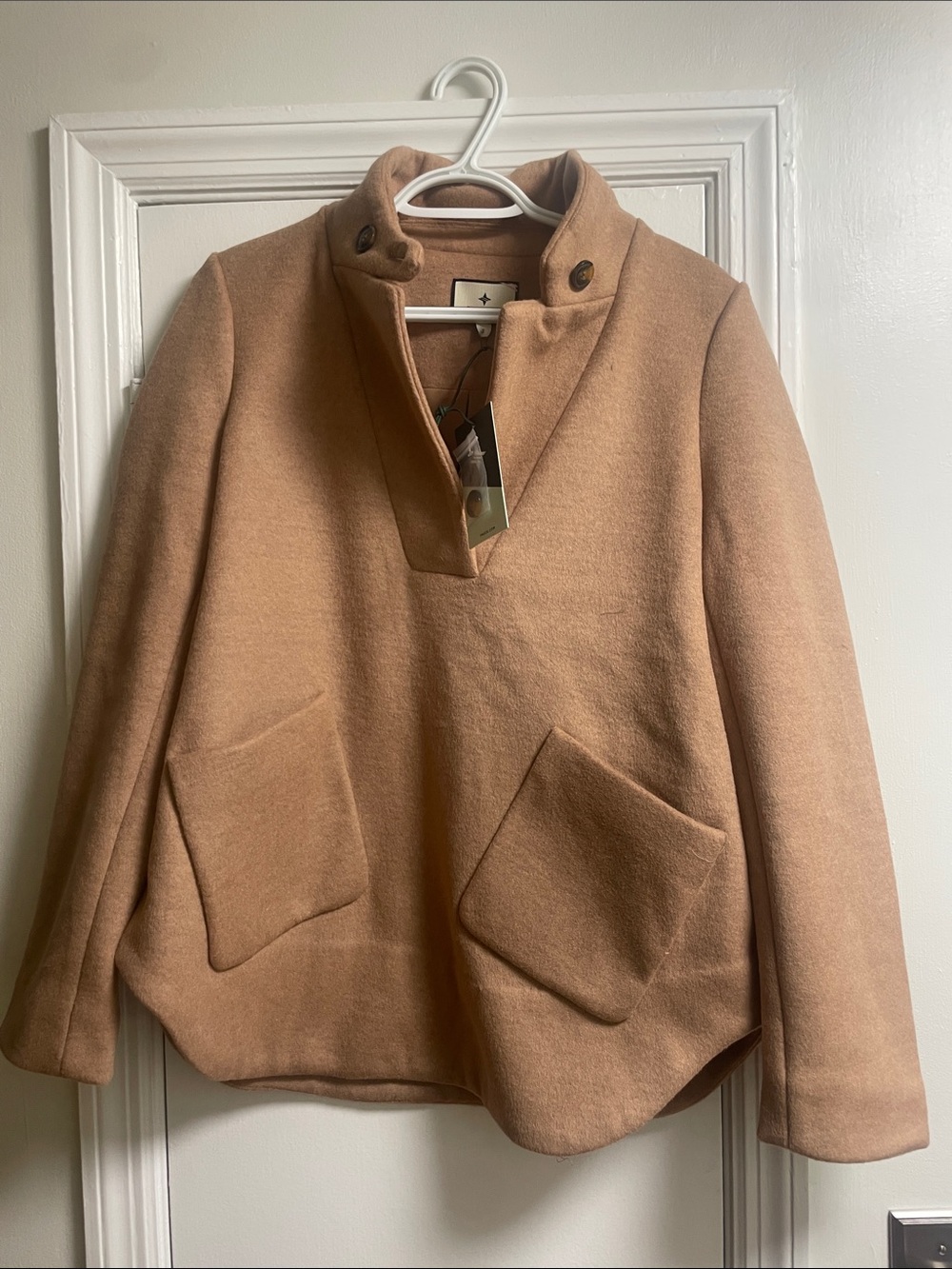 Tuckernuck Camel Funnel-Neck Pea Coat